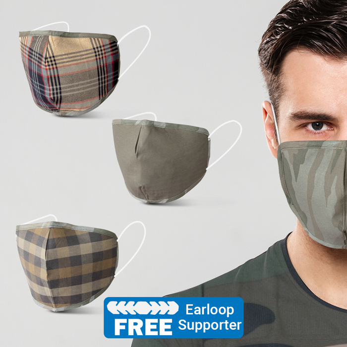 6Layered Reversible Cotton Oval Mask - Pack of 3 - ECO365