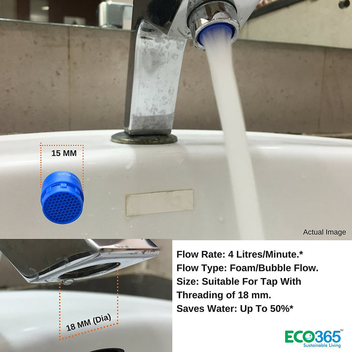 Water Saving Aerator(Small) by Eco365 - 4 LPM Foam Flow Tap Filter - Pack of 2 - ECO365