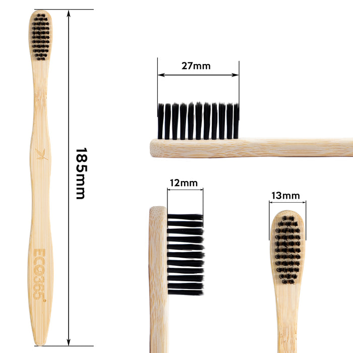 BAMBOO CHARCOAL TOOTHBRUSH - ECO FRIENDLY GIFT- HANDMADE - NATURAL DENTAL CARE PACK OF 2 - ECO365