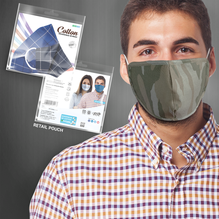 6Layered Reversible Cotton Oval Mask - Pack of 3 - ECO365