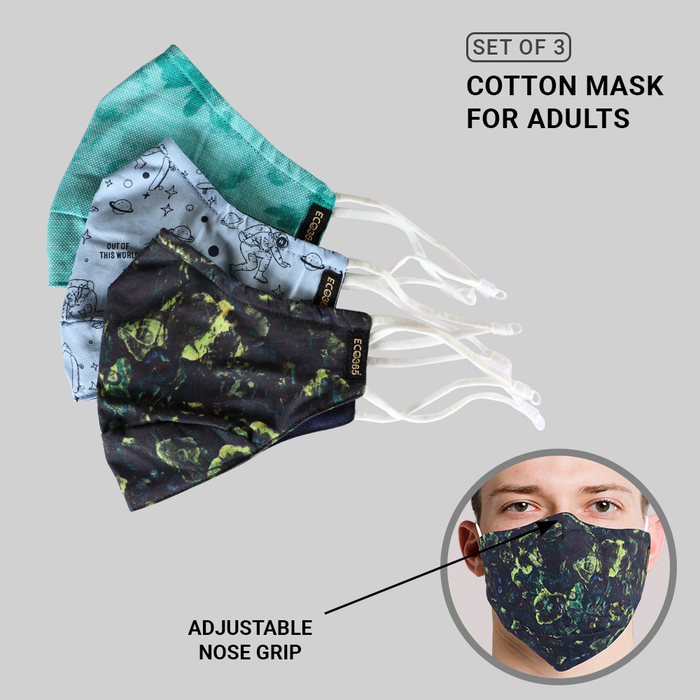 7Layer Reversible Cotton Mask- Assorted Design(Pack of 3) - ECO365