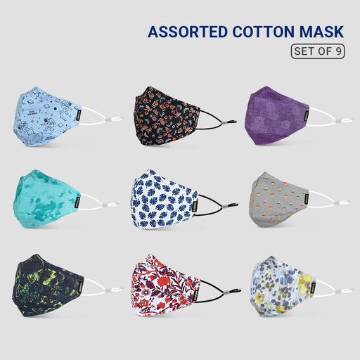 7 Layer Reversible Cotton Mask - Assorted Prints (Pack of 9) - ECO365