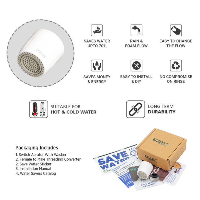 White Switch Aerator - Dual Flow - ECO365