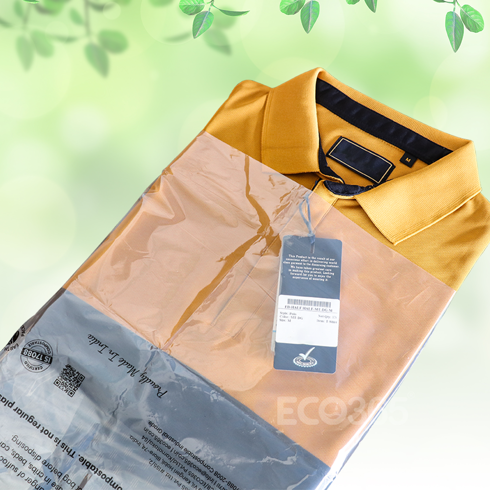 Compostable Transparent Flap Bags for Shirts, T-Shirts, Garments - (Size: 15"x15"+2"Flap, 20Micron)