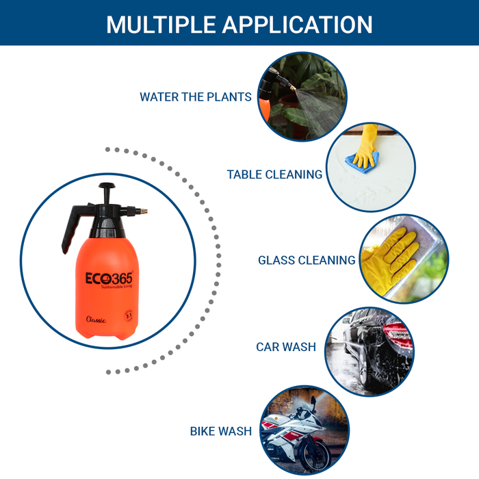 ECO365 Classic Dual Flow Multipurpose Garden Sprayer 2.2L (Orange) with Adjustable Nozzle for Mist & Jet Flow (Pack of 2) | Strong & Sturdy Spray Bottle for All Indoor & Outdoor Plants