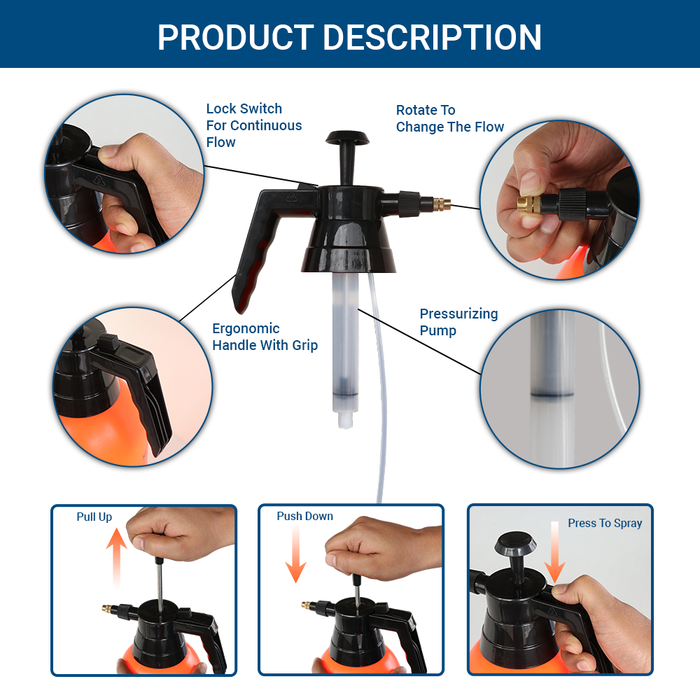 ECO365 Classic Dual Flow Multipurpose Garden Sprayer 2.2L (Orange) with Adjustable Nozzle for Mist & Jet Flow (Pack of 2) | Strong & Sturdy Spray Bottle for All Indoor & Outdoor Plants