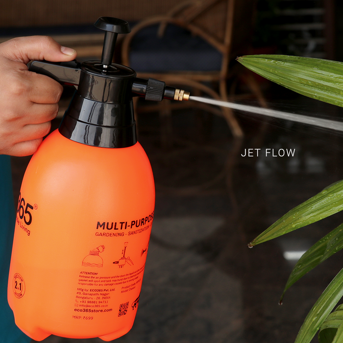 ECO365 Classic Dual Flow Multipurpose Garden Sprayer 2.2L (Orange) with Adjustable Nozzle for Mist & Jet Flow (Pack of 2) | Strong & Sturdy Spray Bottle for All Indoor & Outdoor Plants