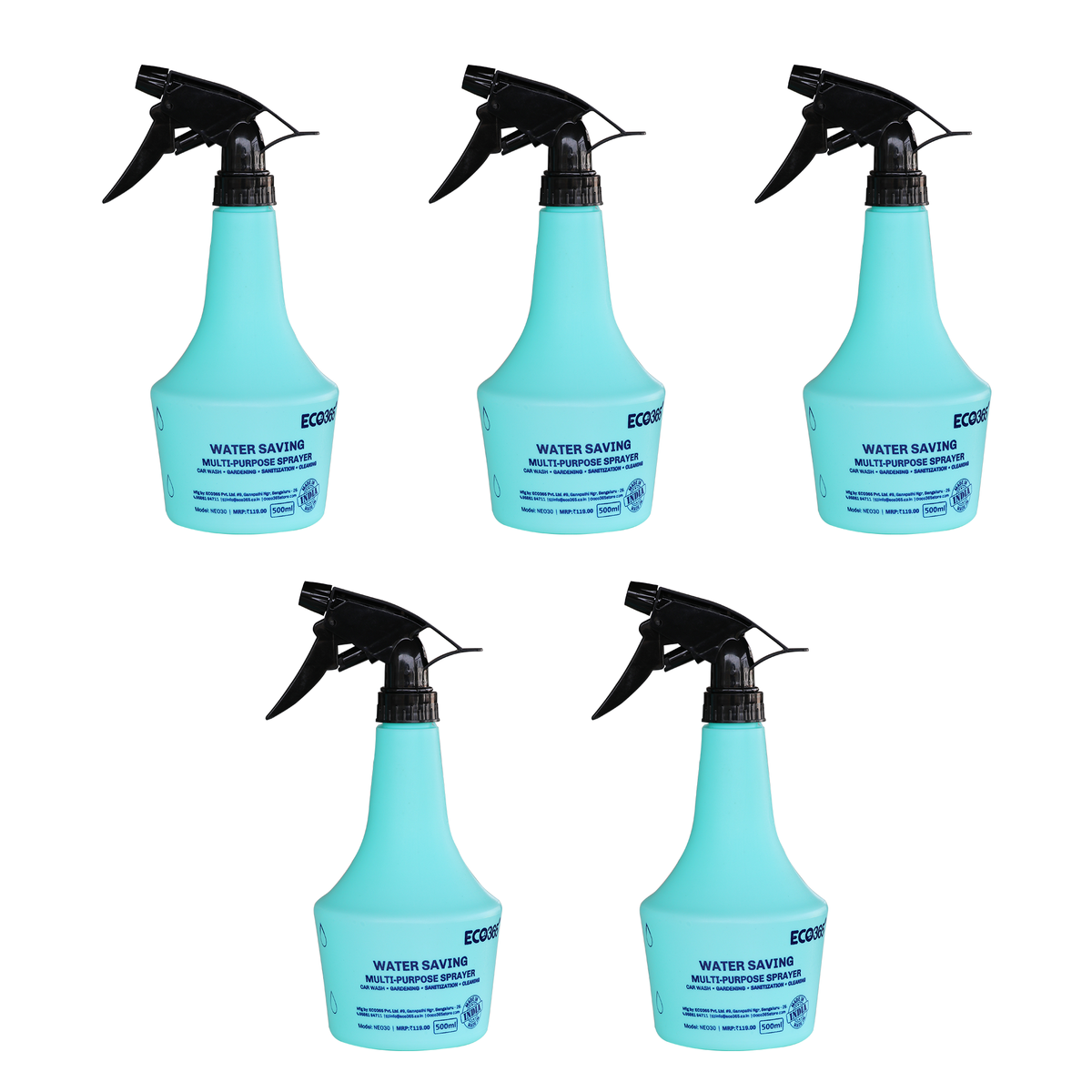 Trigger Sprayers with Mist & Pressure Jet Flow (500ml, Pack of 5) — ECO365