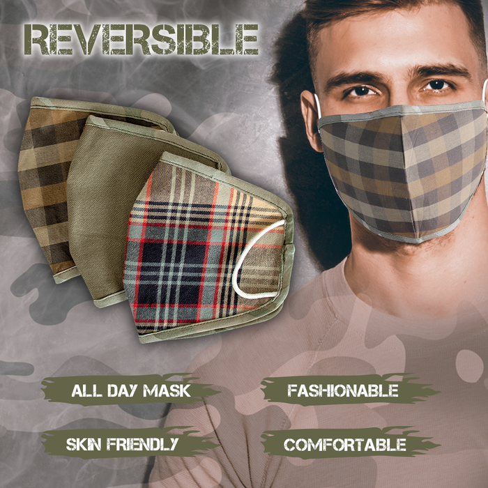 6Layered Reversible Cotton Oval Mask - Pack of 3 - ECO365