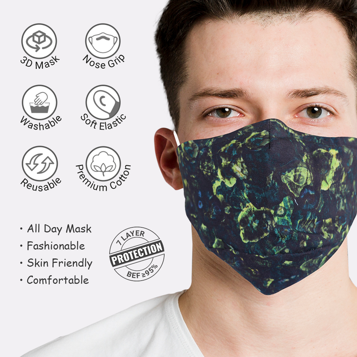 7Layer Reversible Cotton Mask- Assorted Design(Pack of 3) - ECO365