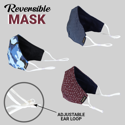 7 Layer Reversible Cotton Mask For Adults (Pack of 3)